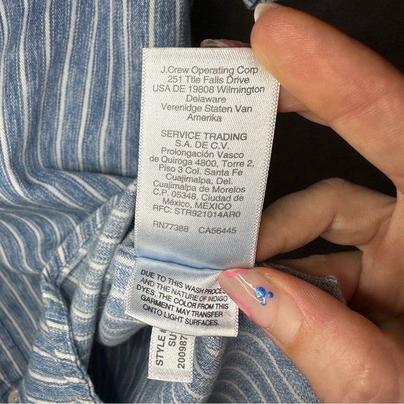 J.Crew Mercantile Cotton Button-Up Shirt Blue White Striped Classic Preppy XL - Picture 5 of 11